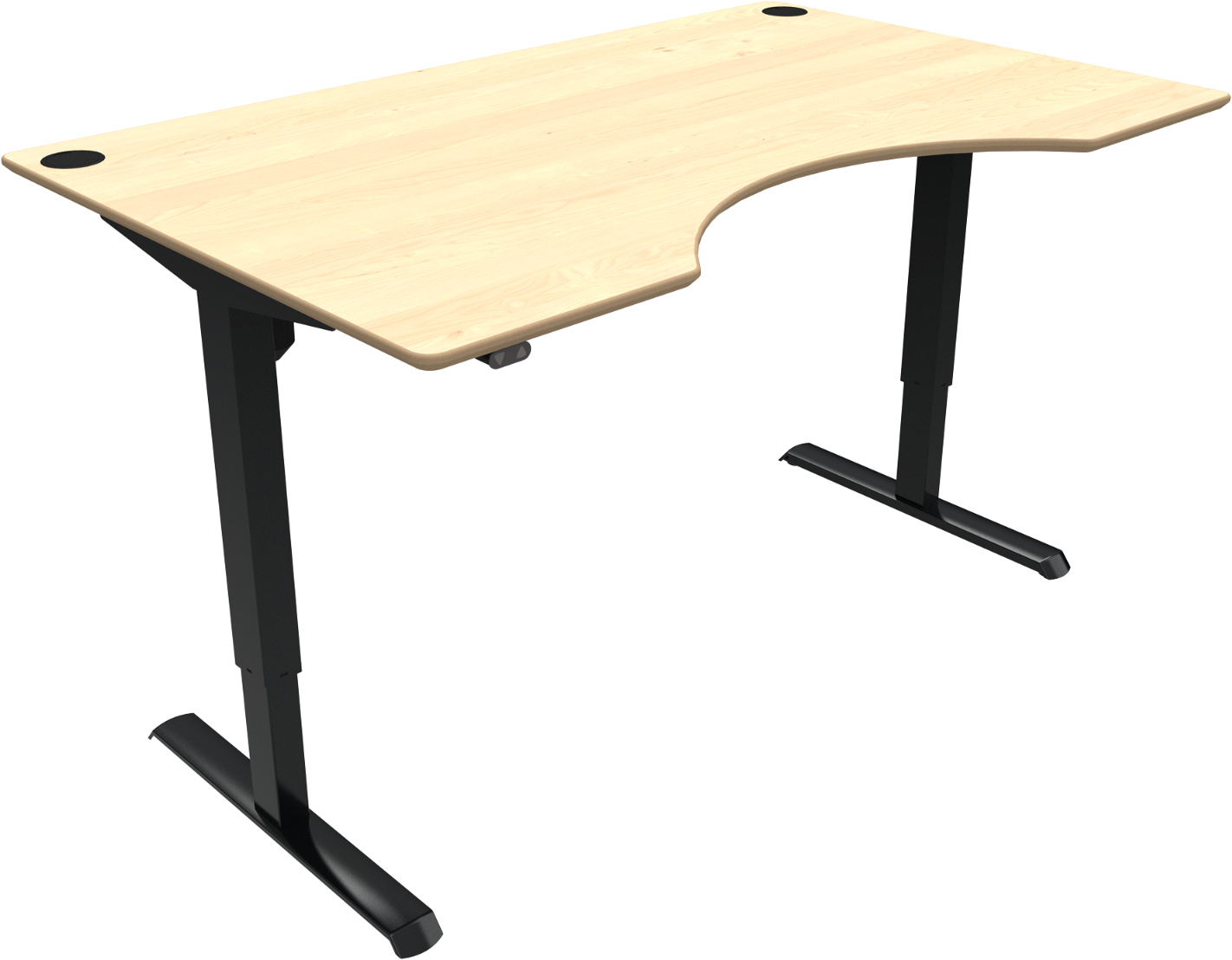 To-bens Hæve- Sænkebord Skrivebord Zennord Adaptdesk Med Centerudskæring Ahorn Sort 160x100 Cm Justerbar 68-118 Cm