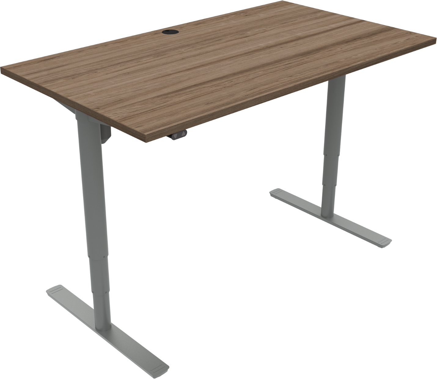 To-bens Hæve- Sænkebord Zennord Comfortzone 501-49 140x80 Cm Højdejusterbart 65-125 Cm Mørk Valnød Sølv