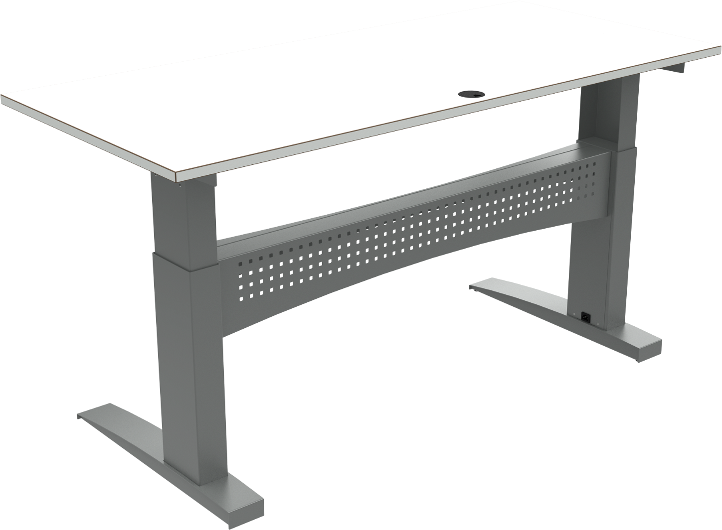 To-bens Hæve- Sænkebord Zennord Flexdesk El-skrivebord 180x80 Cm Justerbar H65-122 Hvid Sølv