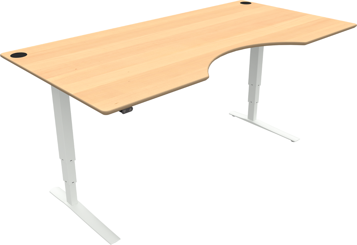 To-bens Hæve- Sænkebord Zennord Rise Rest Centerudskæring Bøg Hvid 65-125 Cm Ergonomisk Kontormøbel