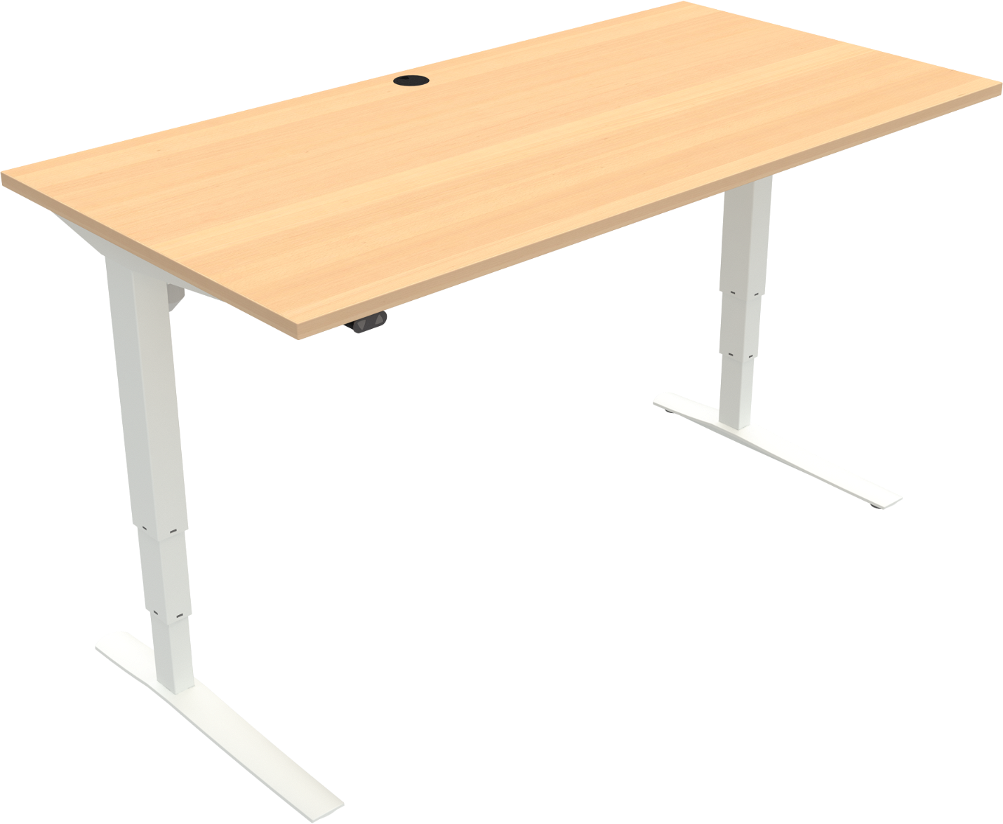 To-bens Hæve- Sænkebord Zennord Rise Rest   Ergonomisk Bøgeplade 160x80 Cm Natur Hvid