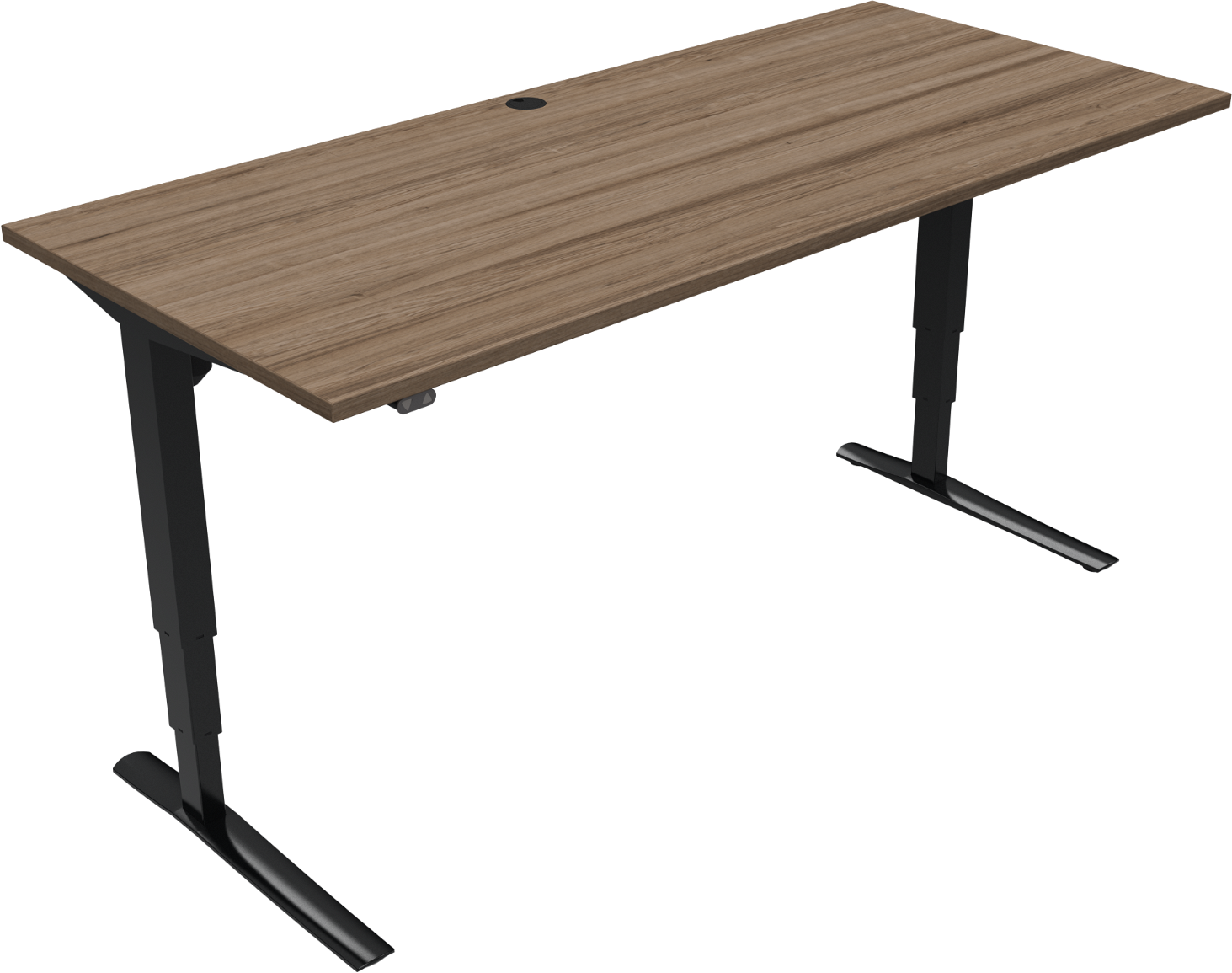 To-bens Hæve- Sænkebord Zennord Rise Rest   Valnød Og Sort Stel 180x80 Cm