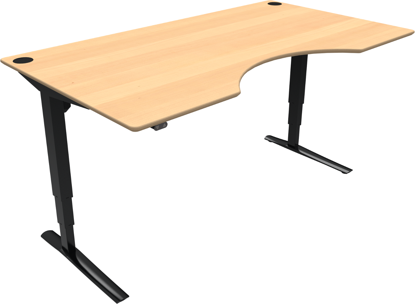To-bens Hæve- Sænkebord Zennord Rise Rest Med Centerudskæring L180ã 100 H65 125 Cm Natur Sort Ergonomisk Design
