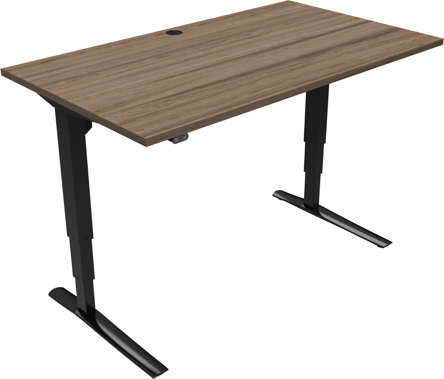 To-bens Hæve- Sænkebord Zennord Rise Rest 140x80 Cm Mørk Valnød Sort Stel