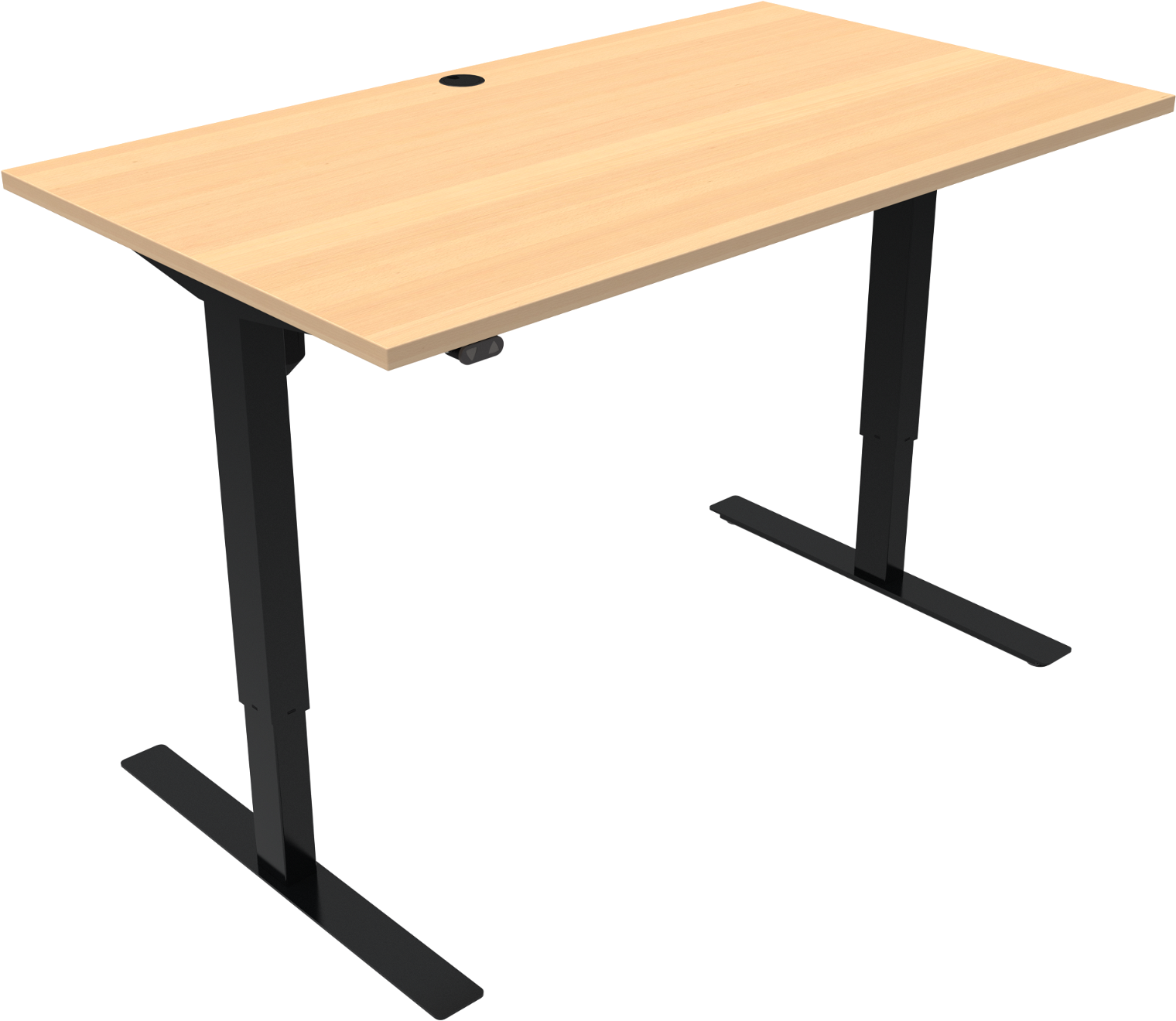 To-bens Hæve- Sænkebord Zennord Updown Firkantet Bøgeplade Natur Sort Justerbar 68 118 Cm B80   L140 Cm