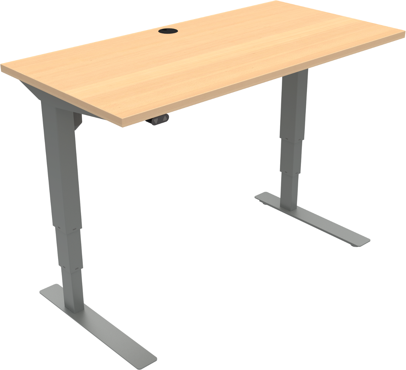 To-bens Hæve- Sænkebord Zennord Versastand Justerbart Skrivebord Bøg Sølv 120x60 Cm H57-122 Cm