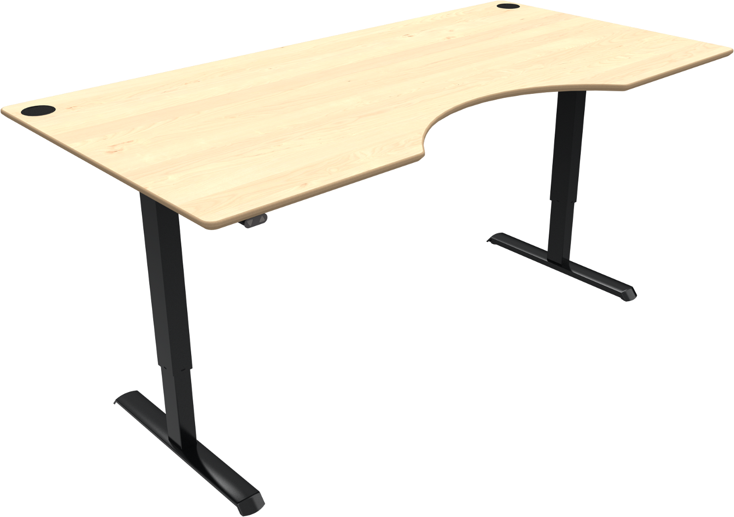 To-bens Hæve-sænkebord Zennord Adaptdesk Centerudskæring Natur Sort 22 Mm Ahorn-mdf En527 Tã   68-118 Cm Justerbart Arbejdsbord