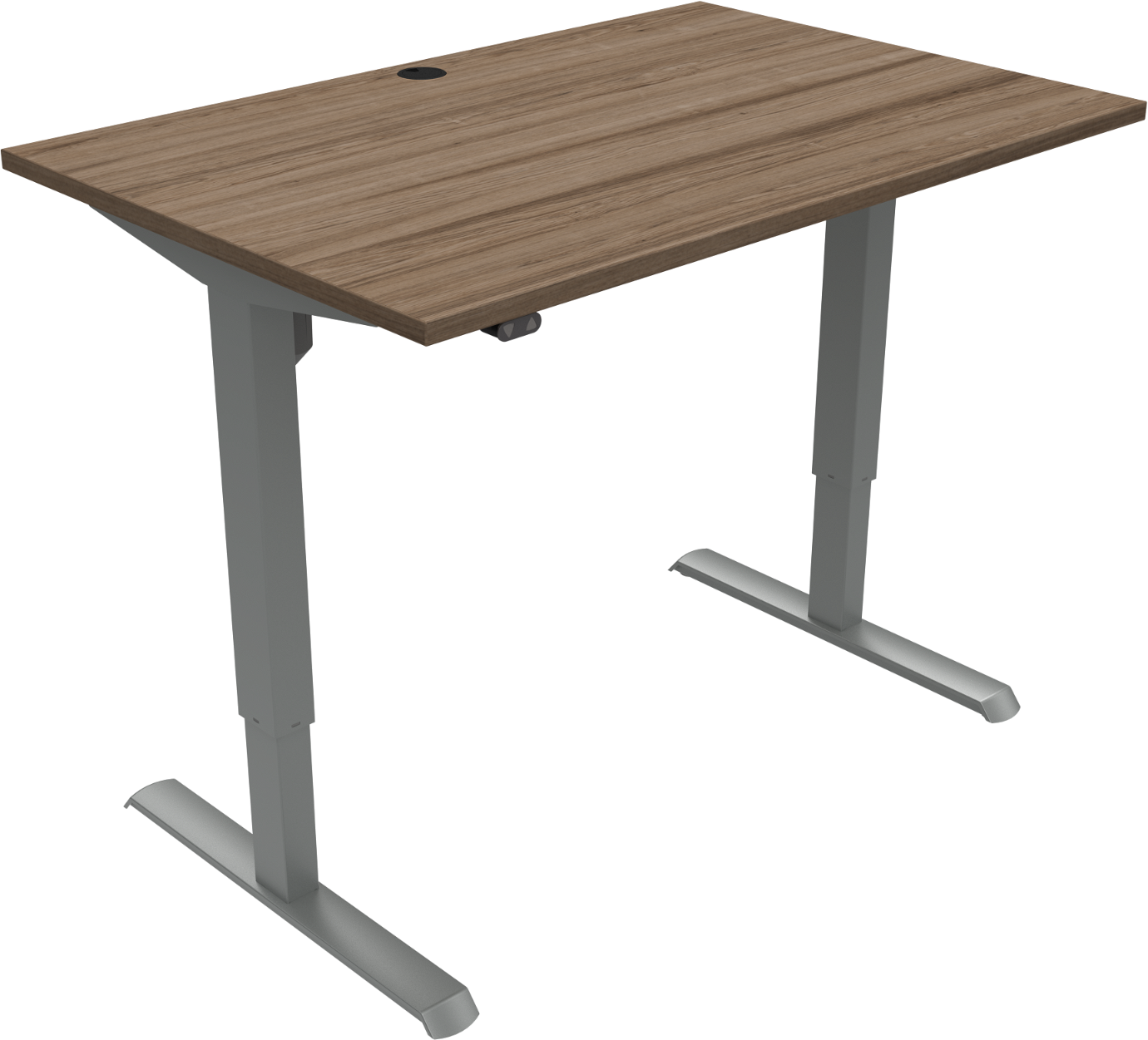 To-bens Hæve-sænkebord Zennord Adaptdesk 120x80 Cm Mørk Valnød Sølv Justerbar Højde 68-118 Cm Sit-stand Bord