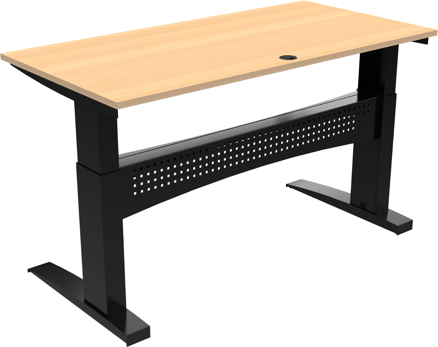To-bens Hæve-sænkebord Zennord Flexdesk 160x80 Cm Bøg Natur Sort Stel
