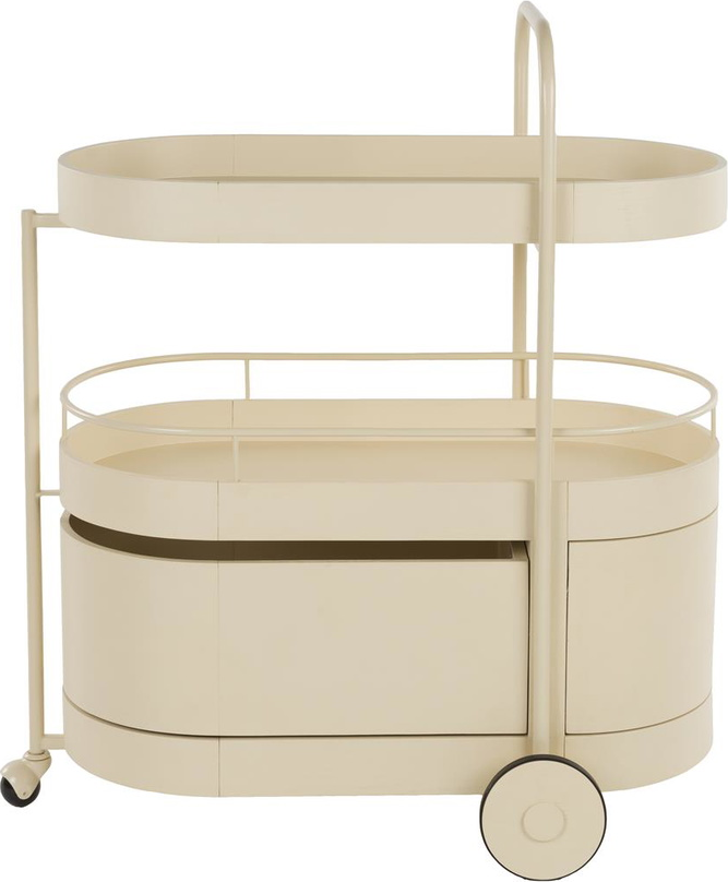 Trolley Zuiver Wim Serveringsvogn   Lysgrå Stål Og Massiv Asketræ 98ã 85ã 53 Cm