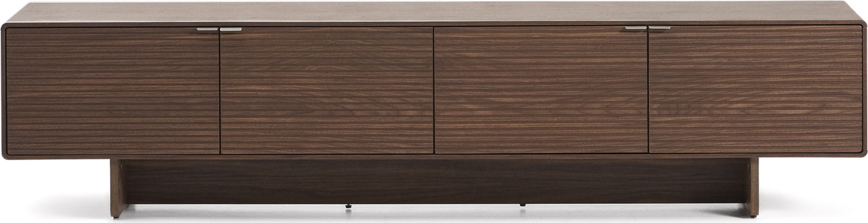 Tv-bord Kave Home Norlen Tv-møbel  Mørkebrun Valnødsfinér  Lav Profil B200xd40xh46 Cm    Døre  Soft-close
