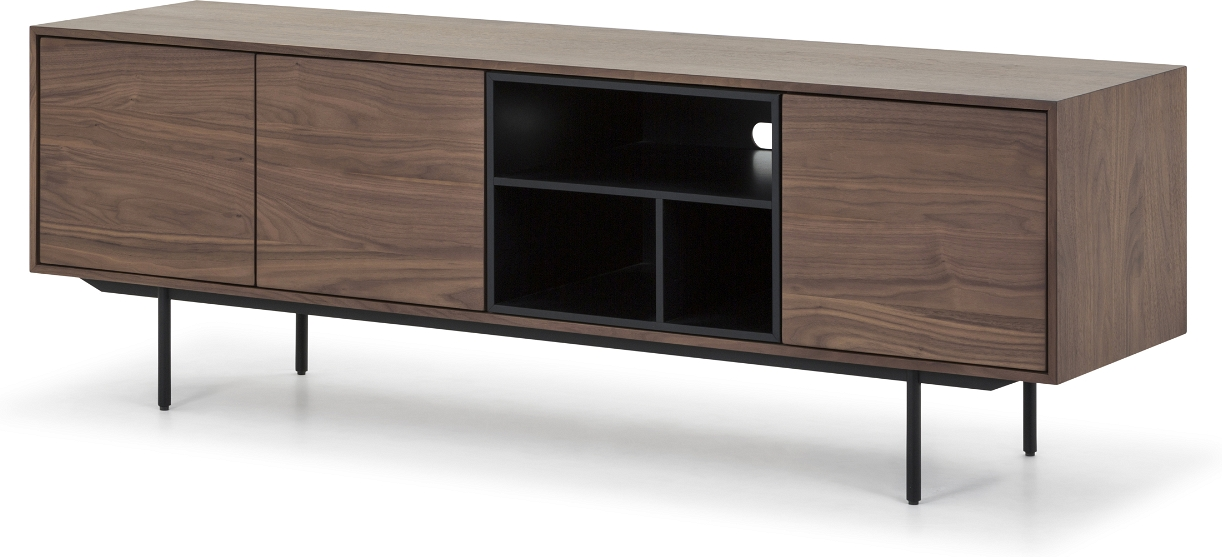 Tv-bord Tv-møbel Nielsen Design Hasseris Valnød Stålstel Med Opbevaring
