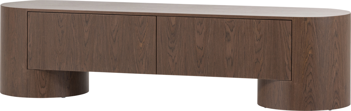 Tv-bord Woood Velari Collection  Brun Træfinér  Mdf  200 Cm Bred  Afrundede Hjørner  Leveres Samlet