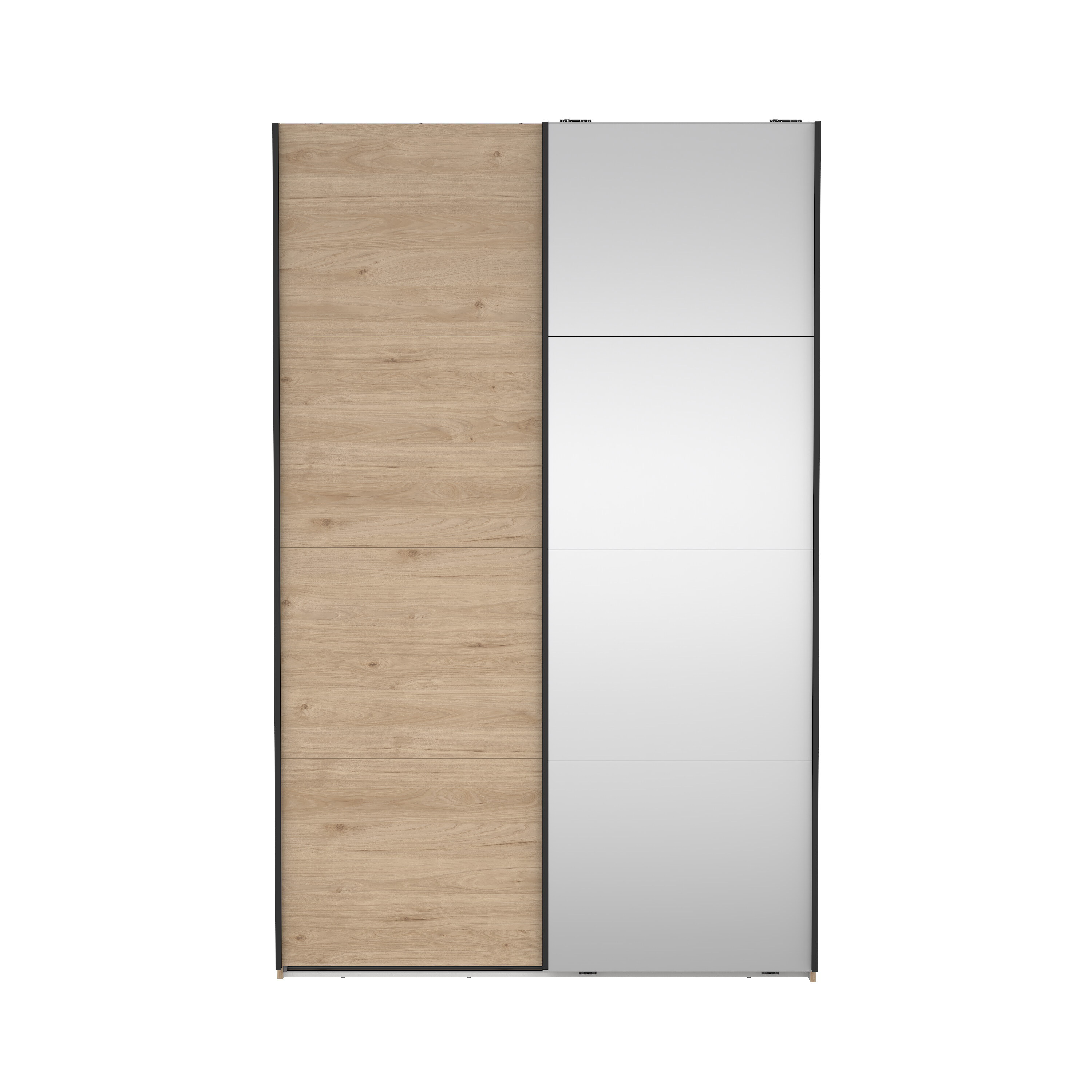 Tvilum Bergamo Garderobeskab       Skydelåge    Spejlskydelåge    Bøjlestænger    Hylder 140x220cm Jackson Hickory Træ