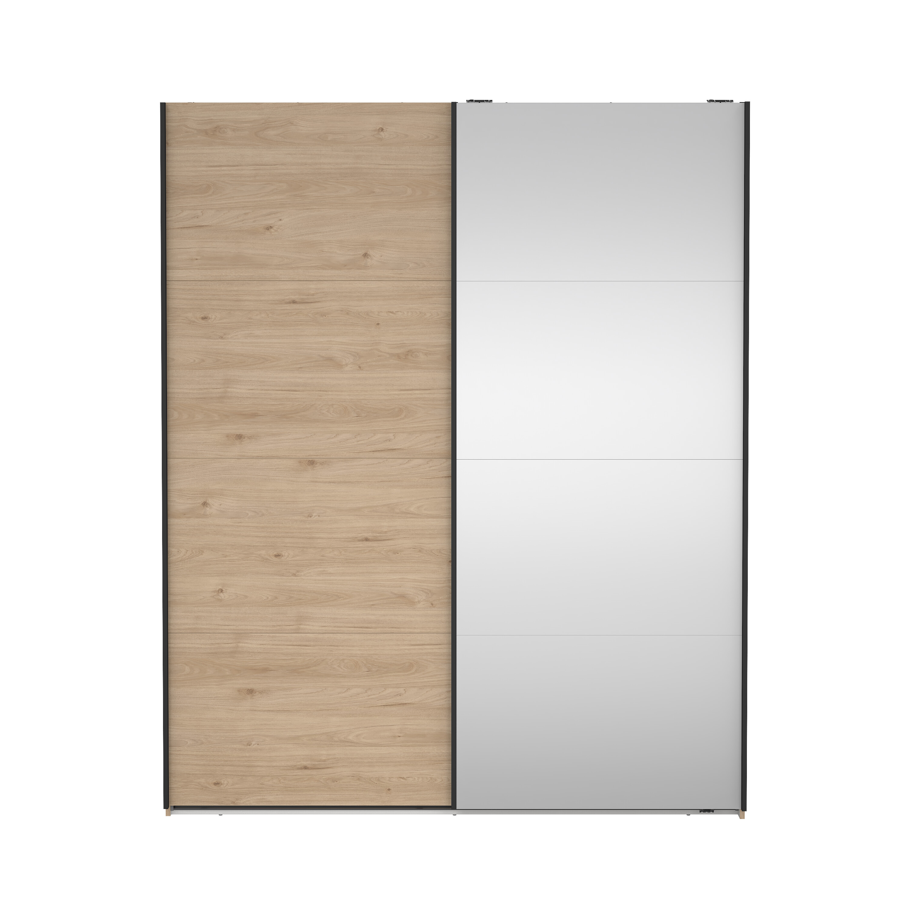 Tvilum Bergamo Garderobeskab       Skydelåge    Spejlskydelåge    Bøjlestænger    Hylder 180x220cm Jackson Hickory Træ