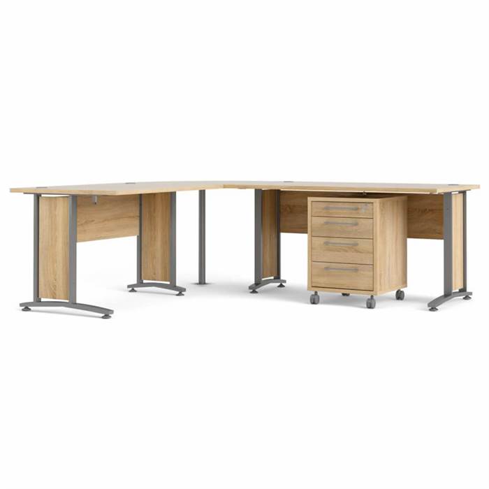 Tvilum Prima Komb  Hjørneskrivebord 230   200 Cm Eg   Metal
