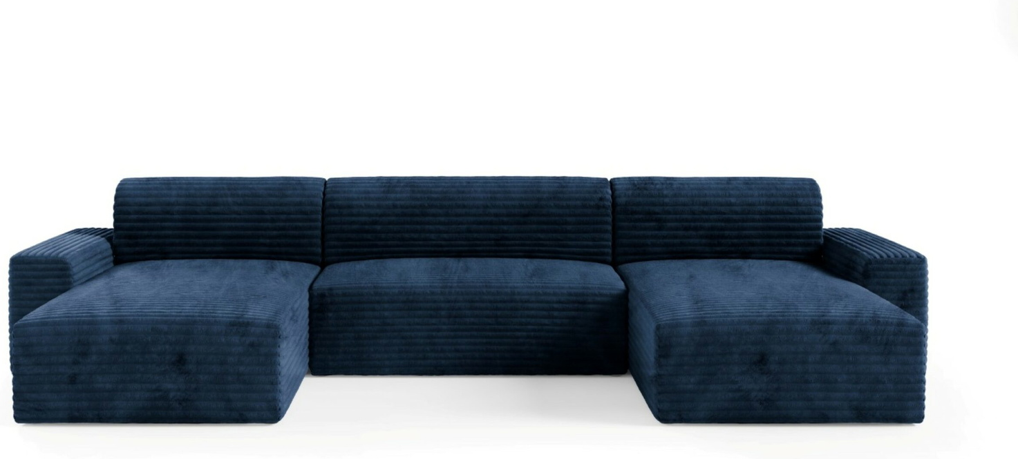 -sofa Maison Vellé Calira Tilia 77 Ribbet Stof  Sovefunktion 340x140 Cm  Opbevaring  300x185 Cm