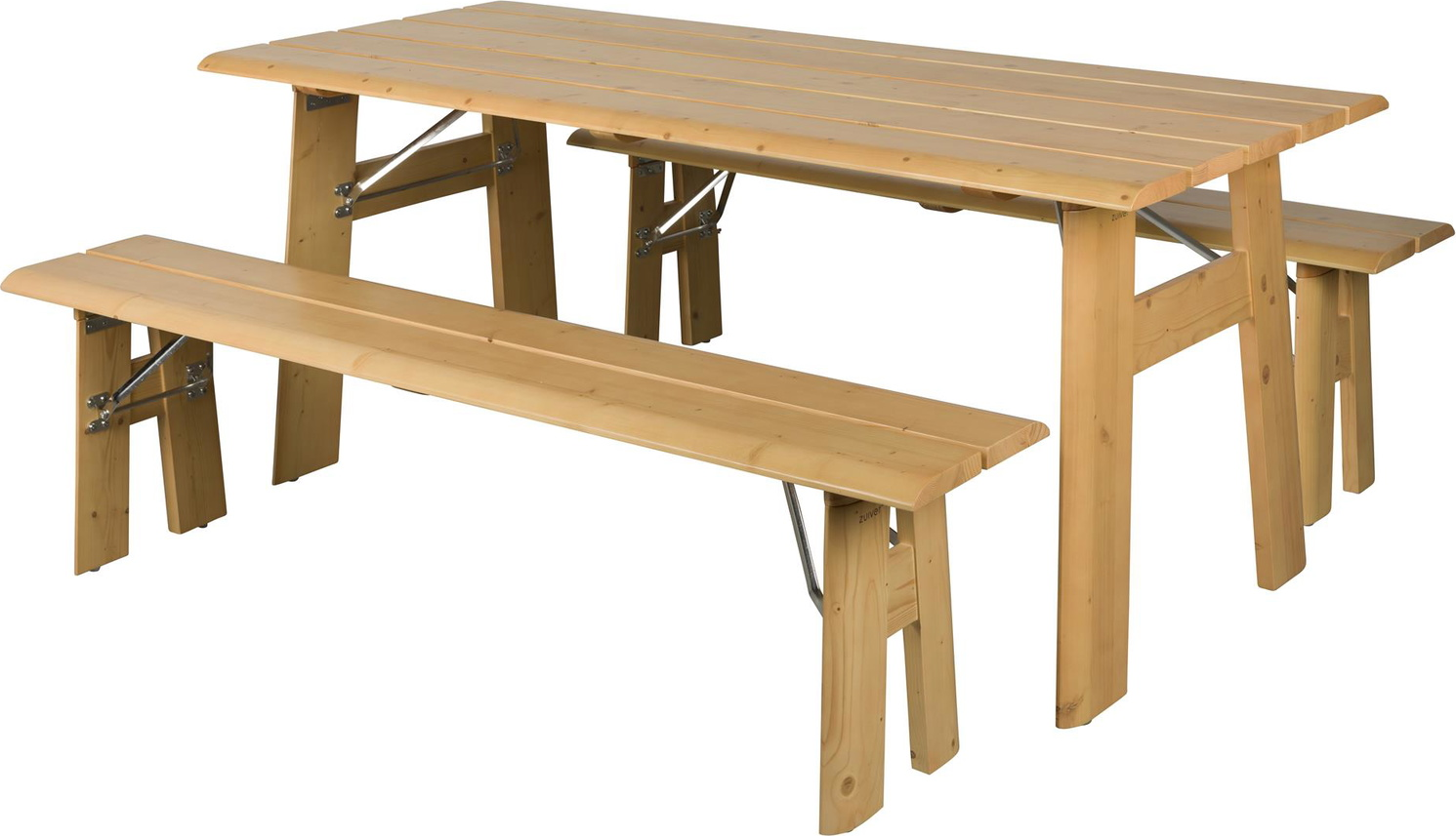 Udendørs Bænkesæt Zuiver Avenue Naturfyrretræ 180x79x75 Cm Til   Personer Foldbar
