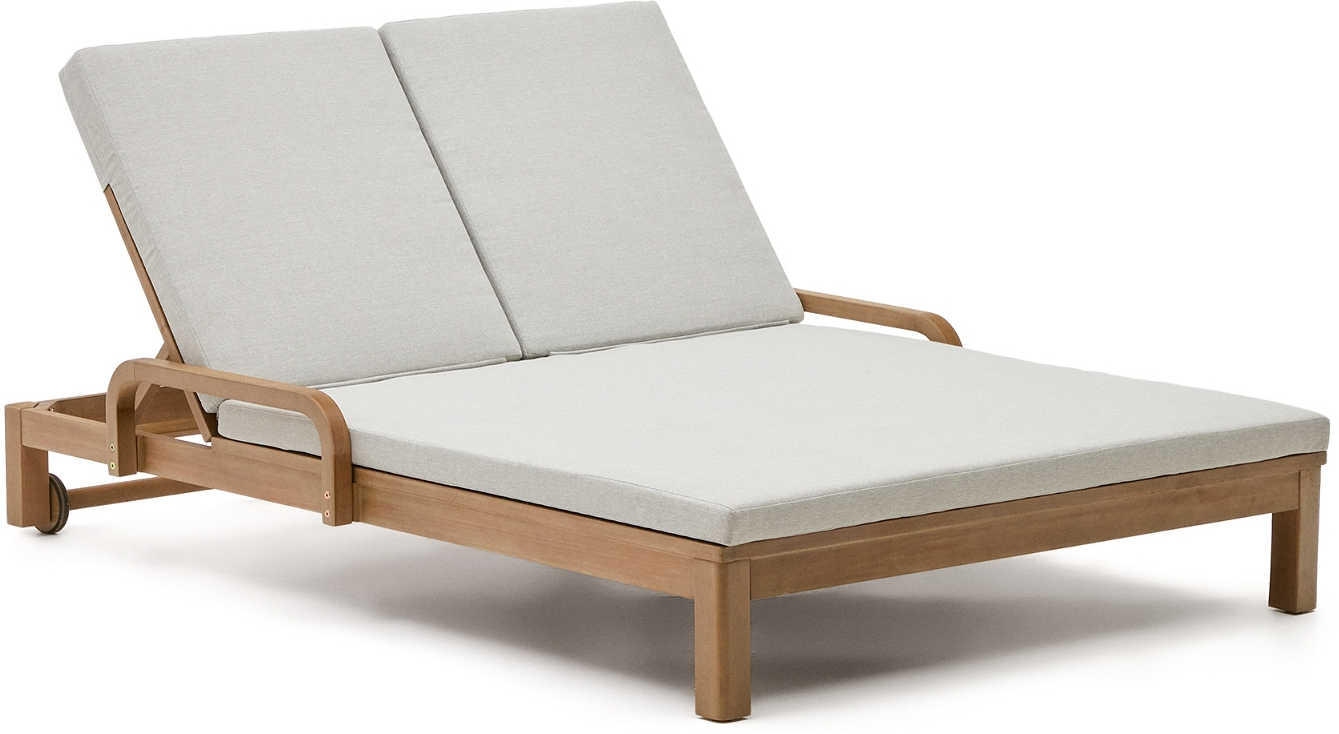 Udendørs Dobbeltsolseng Kave Home Sonsaura Fsc Eukalyptustræ 198x139 Cm Beige