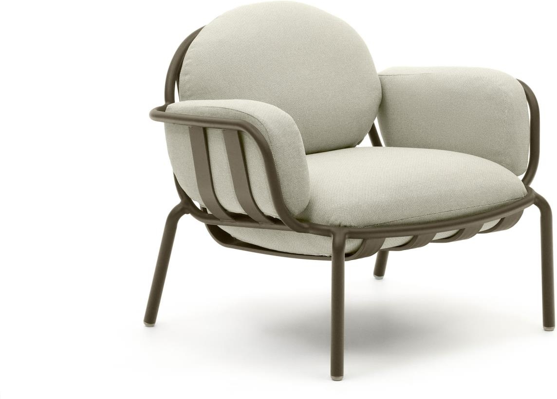 Udendørs Lænestol Kave Home Joncols Aluminium Rust- Og Korrosionsbestandig Med Aftagelige Hynder Beige Grøn