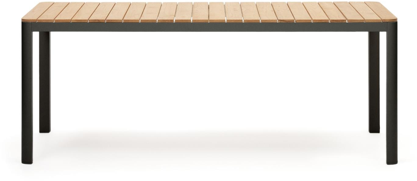 Udendørs Spisebord Kave Home Bona Aluminium   Teak 200ã 100 Cm Sort Natur Til   Personer