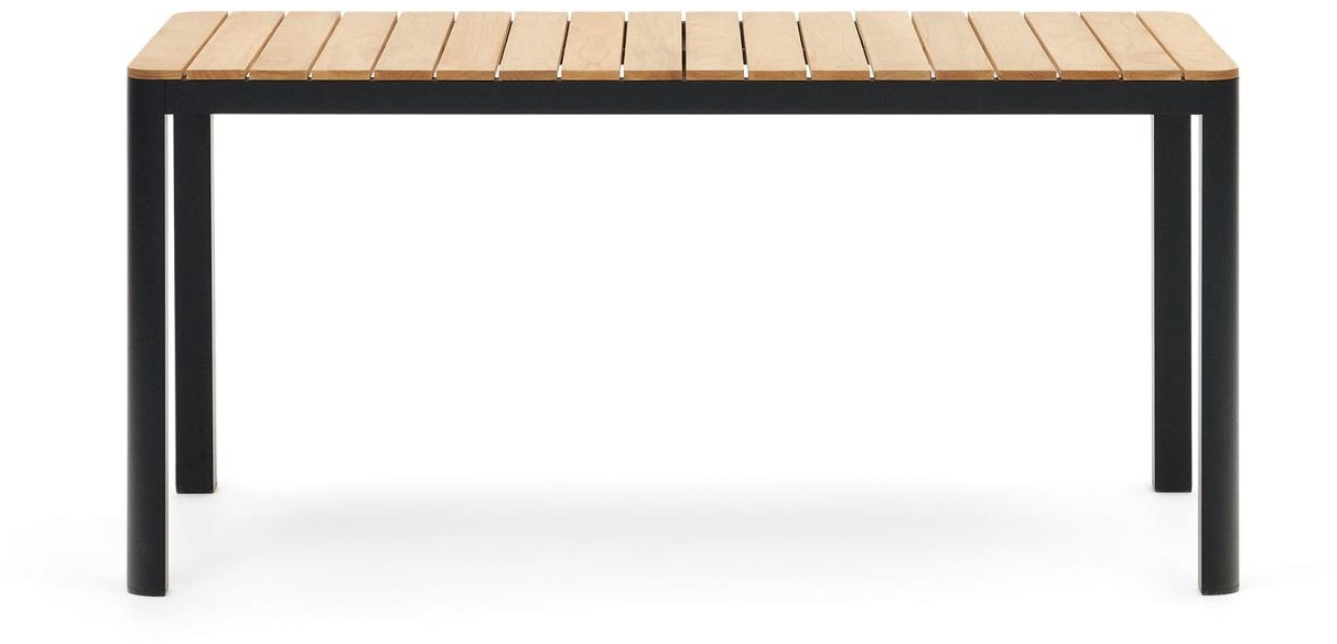 Udendørs Spisebord Kave Home Bona  -personers Aluminium   Teak 163x90 Cm Sort Natur