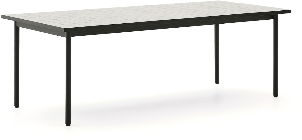 Udendørs Spisebord Kave Home Maurina Mørkegrøn 223x101x76 Cm Keramik Galvaniseret Stål