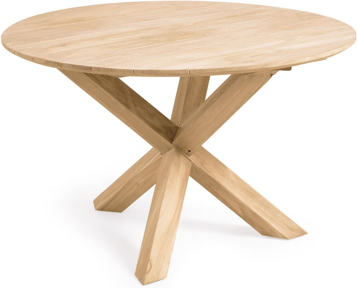 Udendørs Spisebord Kave Home Teresinha Rund Massivt Teak ø120   H76 Cm Rustik Kolonial