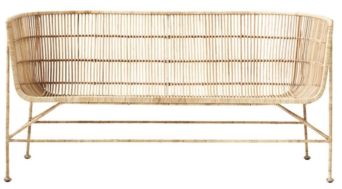 Udendørs  -personers Loungesofa House Doctor Coon   Naturligt Rattan Med Jernstel L140xb65 5xh70 Cm