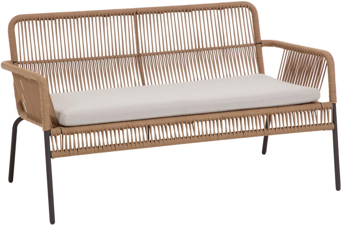 Udendørs  -personers Loungesofa Kave Home Samanta   Beige Polyesterreb  Sort Galvaniseret Stål