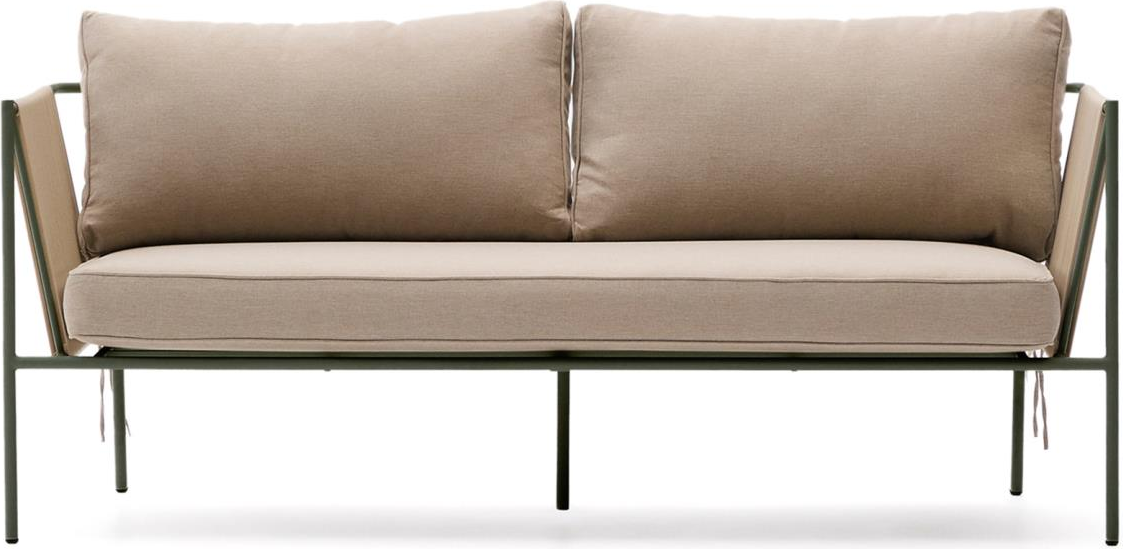 Udendørs  -personers Sofa Kave Home Zivia   Ekru Olefina-stof 178 Cm Galvaniseret Stål