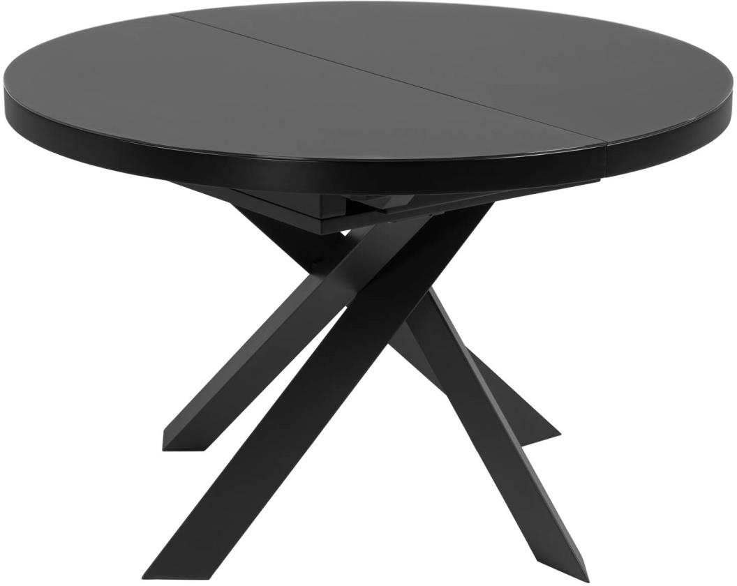 Udtrækkeligt Spisebord Kave Home Vashti Rund Satin Glas Stål ø120-160 Cm Sort