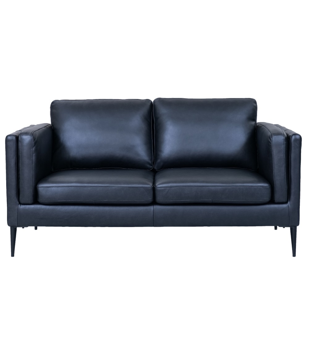 Valencia   Pers  Sofa Sort Semianilin Læder Og Sort Metal