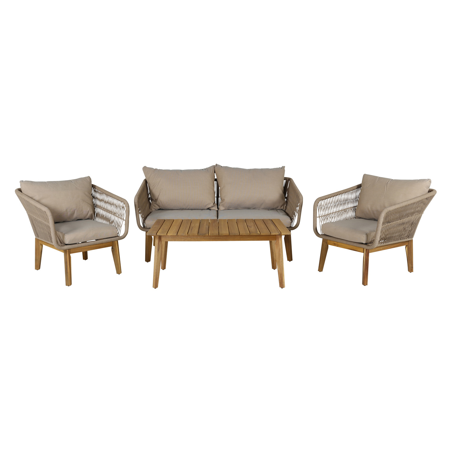 Venture Design Chania Havesofasæt     Beige Hynder Beige Reb Og Brun Akacietræ