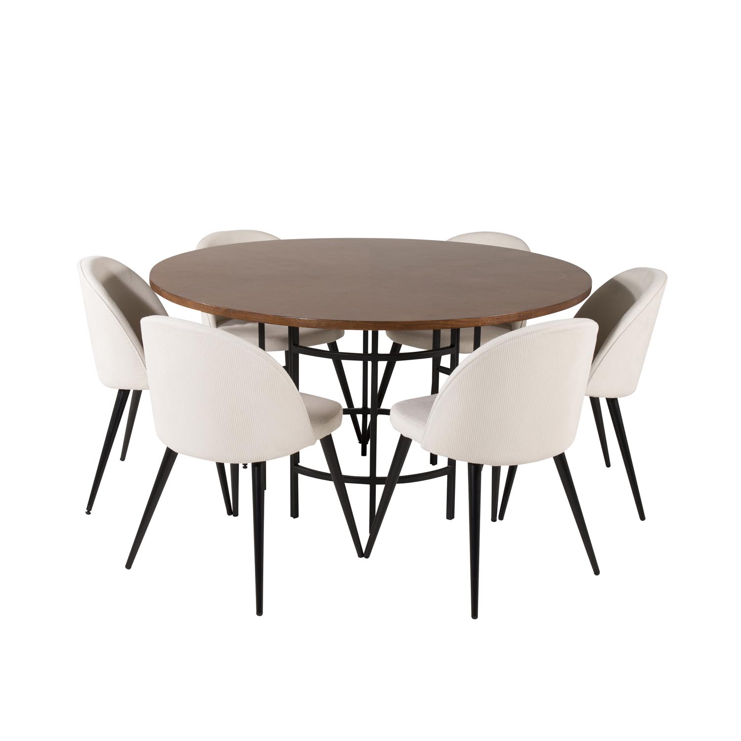 Venture Design Copenhagen Spisebordssæt       Stole Brun Finer Sort Metal  Beige Fløjl Sort Metal