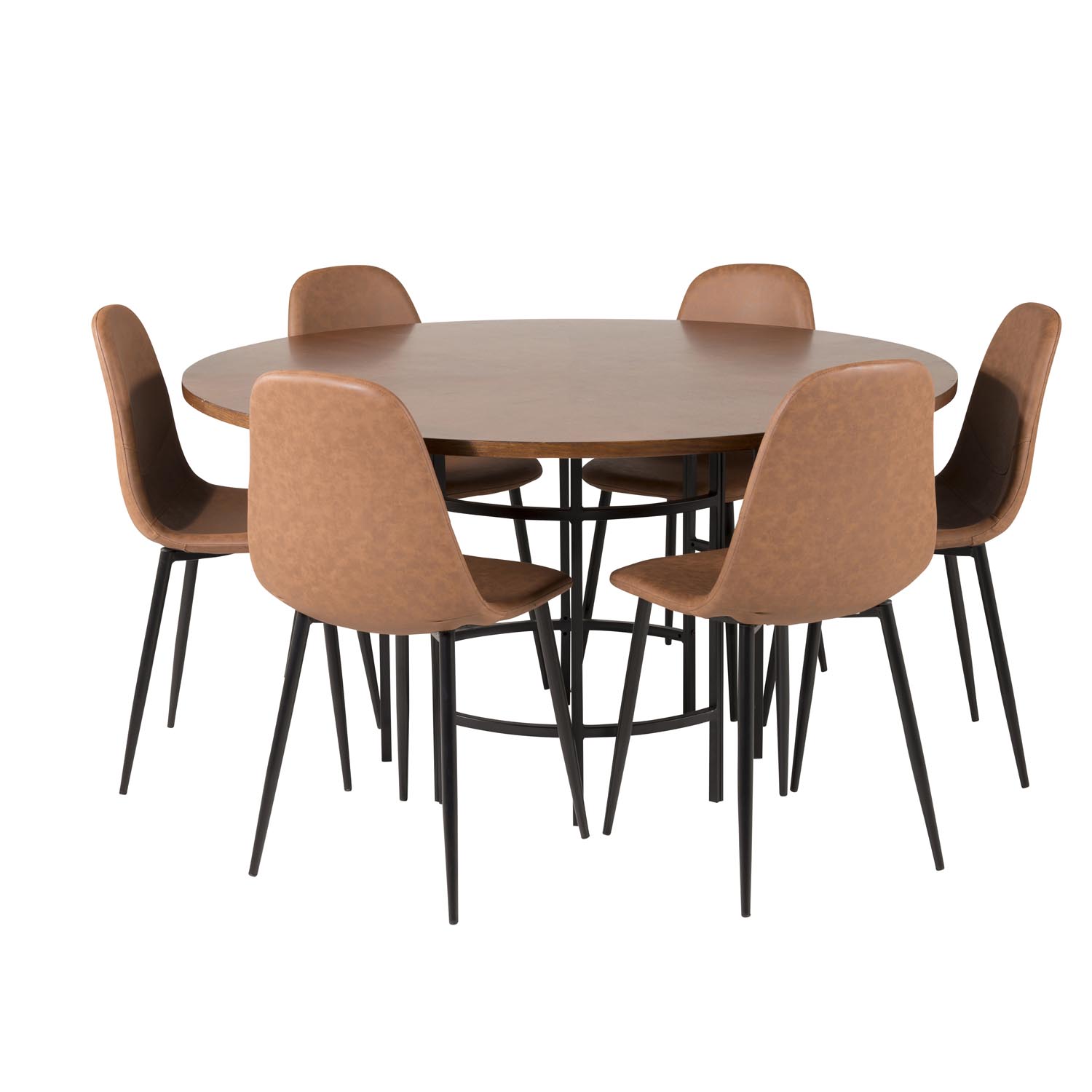 Venture Design Copenhagen Spisebordssæt       Stole Brun Finer Sort Metal Og Brun Pu Sort Metal