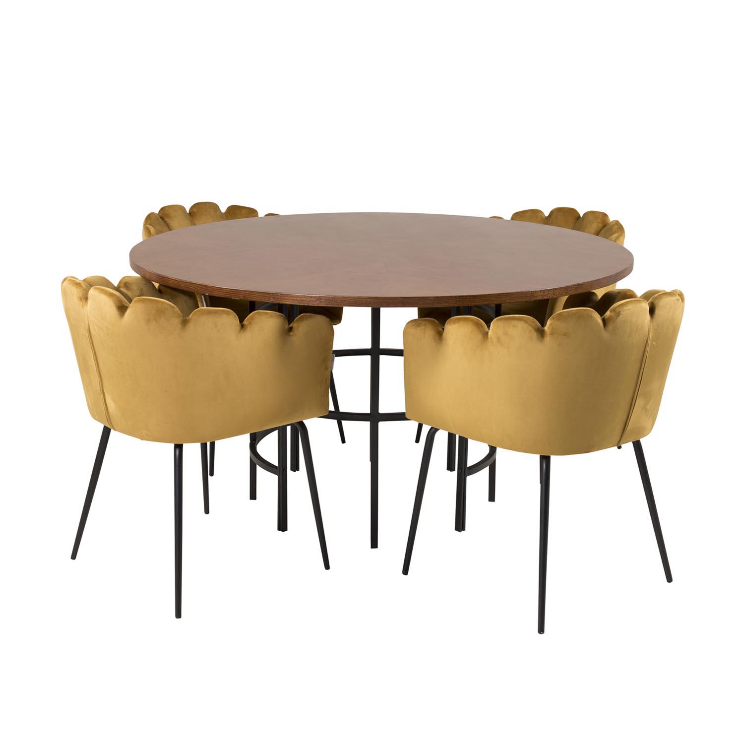 Venture Design Copenhagen Spisebordssæt       Stole Brun Finer Sort Metal Og Gul Fløjl Sort Metal