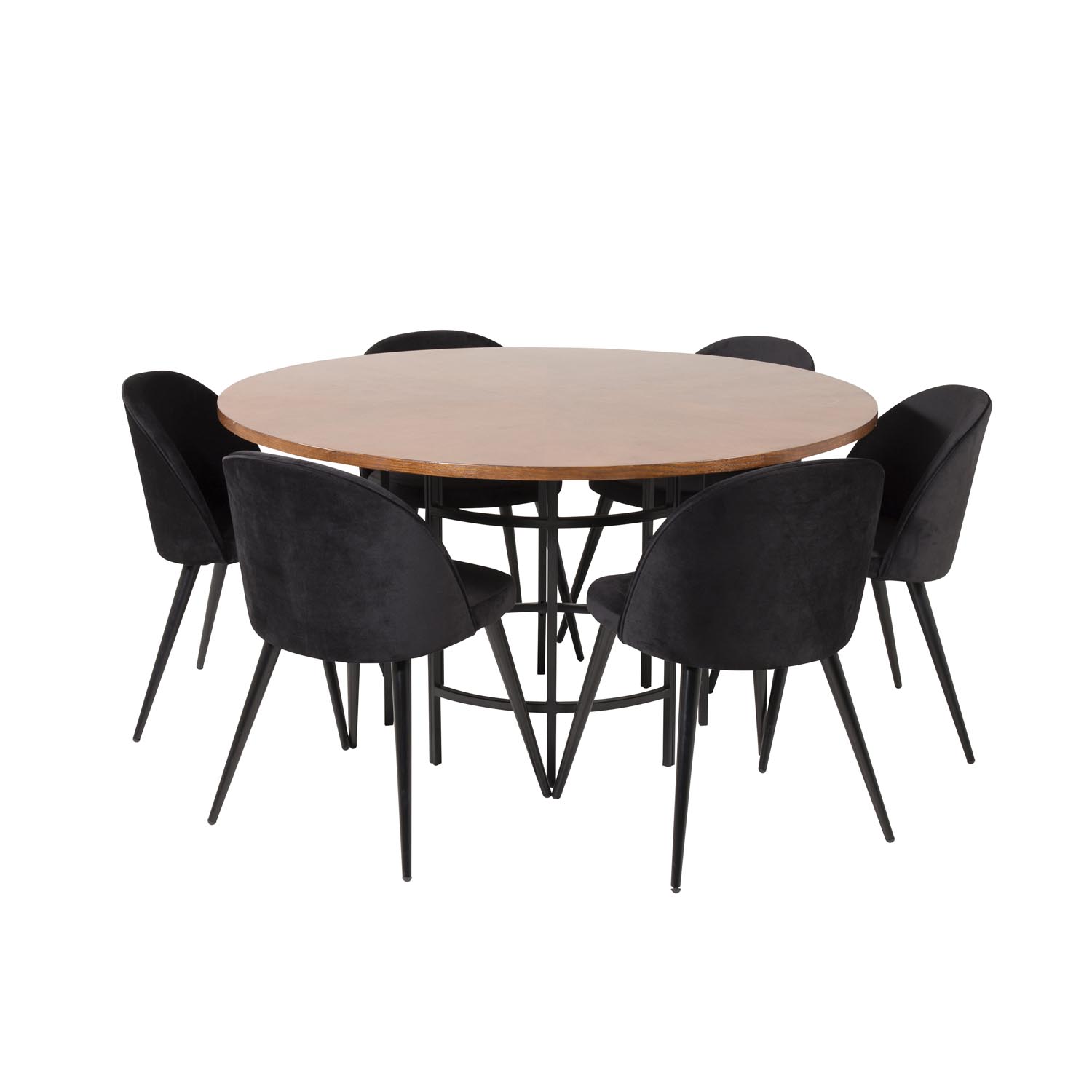Venture Design Copenhagen Spisebordssæt       Stole Brun Finer Sort Metal Og Sort Fløjl Sort Metal