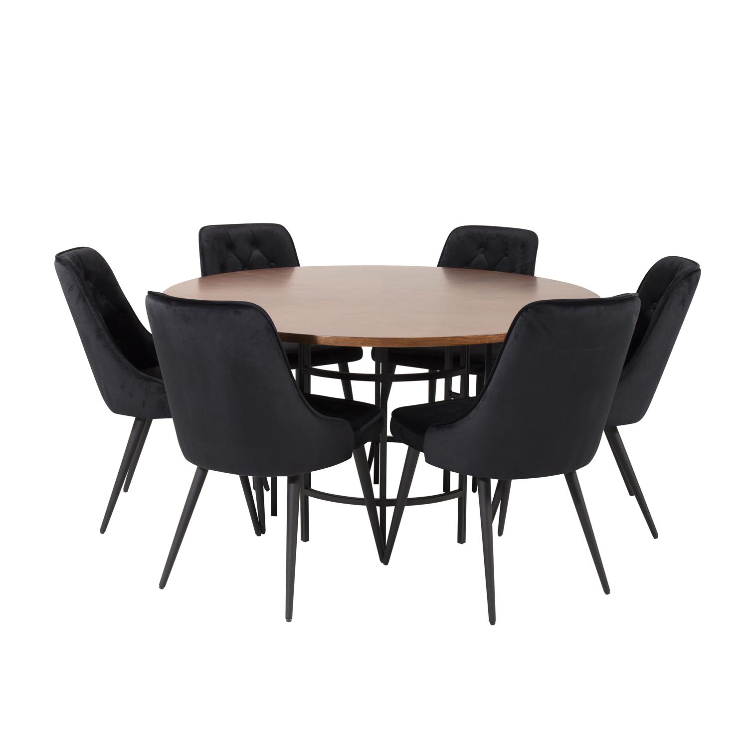 Venture Design Copenhagen Spisebordssæt       Stole Brun Finer Sort Metal Og Sort Fløjl Sort Metal