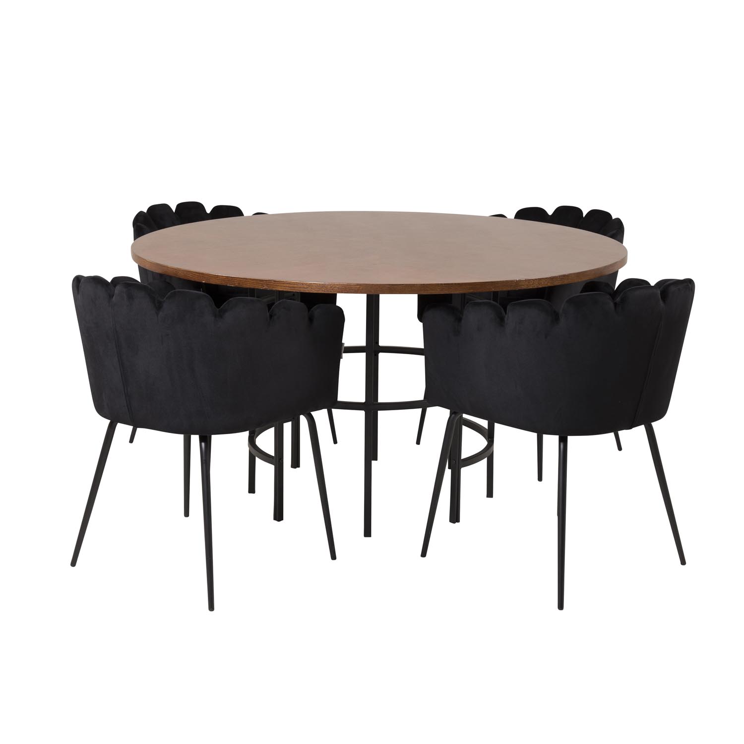 Venture Design Copenhagen Spisebordssæt       Stole Brun Finer Sort Metal Og Sort Fløjl Sort Metal