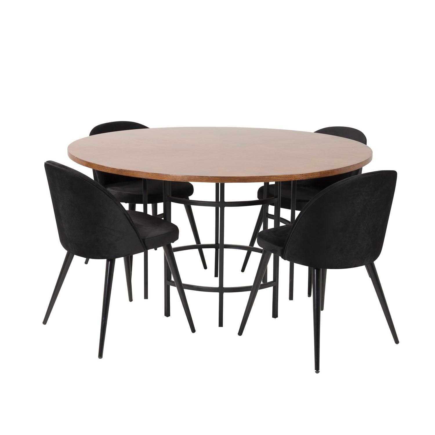 Venture Design Copenhagen Spisebordssæt       Stole Brun Finer Sort Metal Og Sort Fløjl Sort Metal