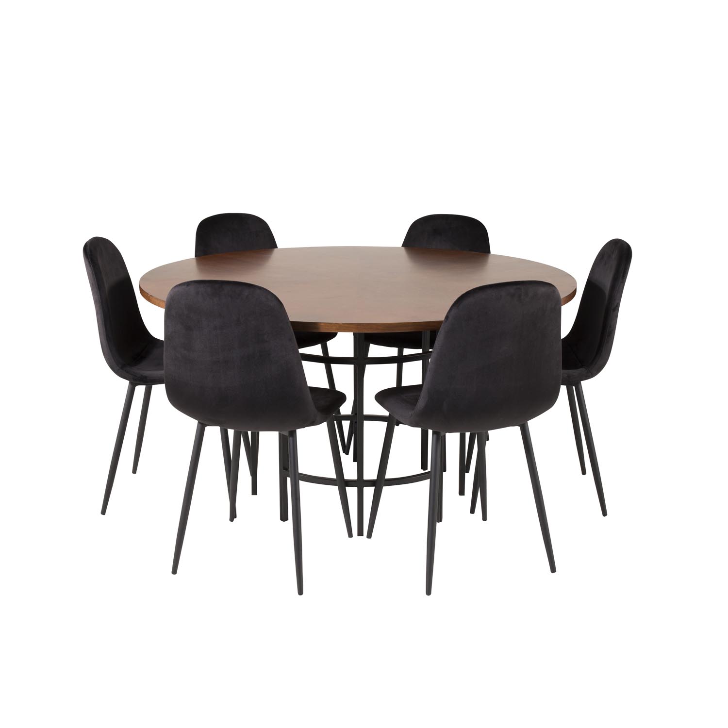 Venture Design Copenhagen Spisebordssæt       Stole Brun Finer Sort Metal Og Sort Fløjl Sort Metal
