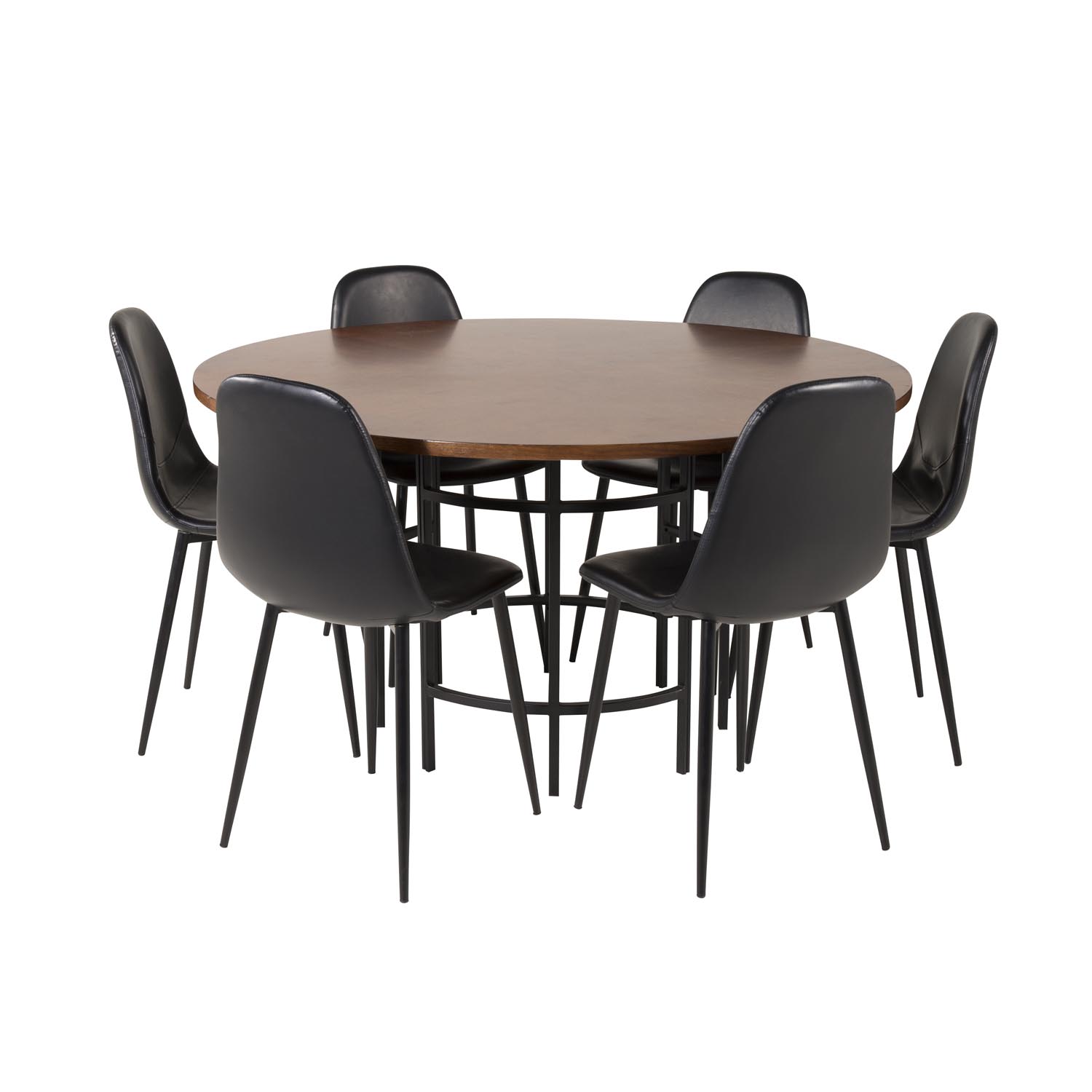 Venture Design Copenhagen Spisebordssæt       Stole Brun Finer Sort Metal Og Sort Pu Sort Metal