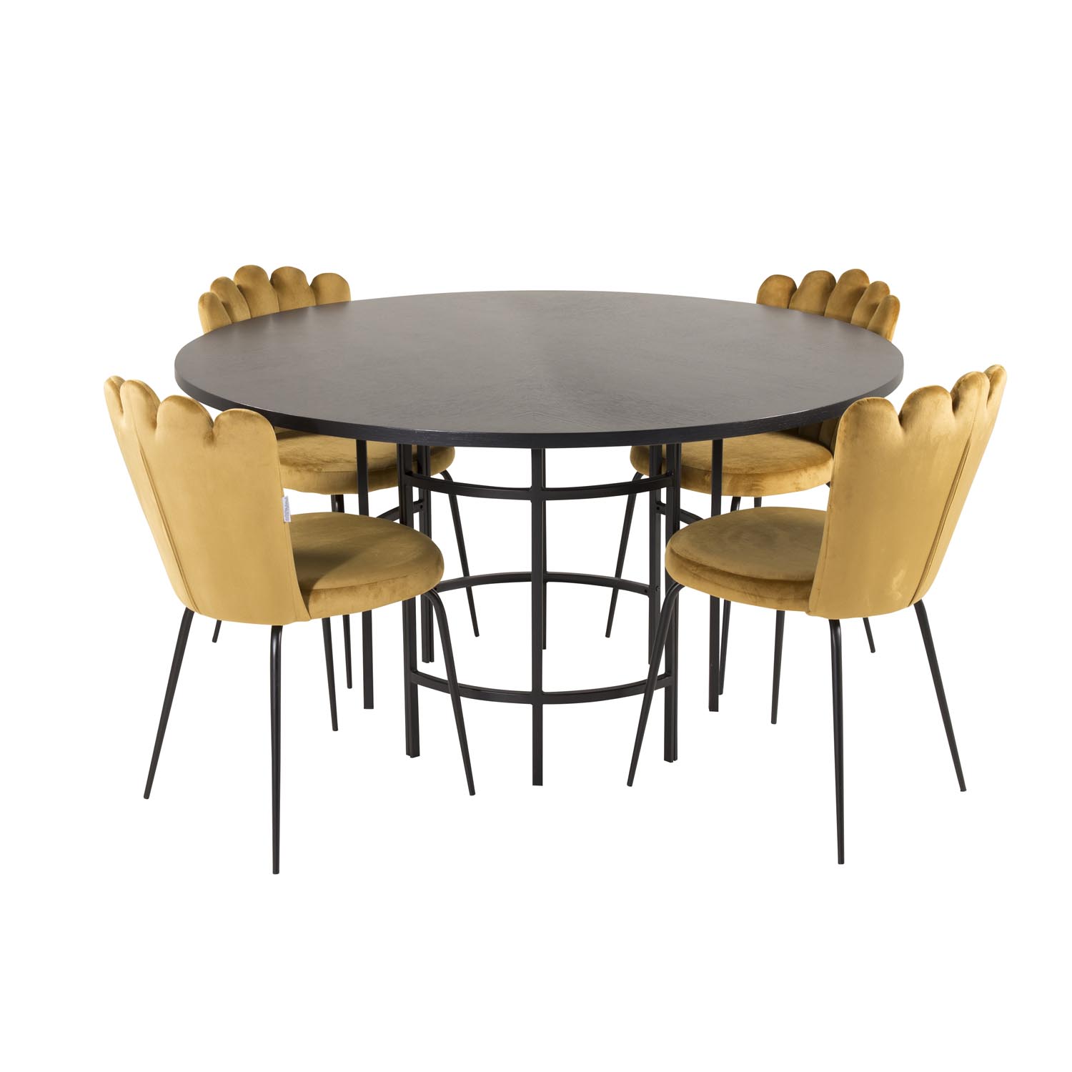 Venture Design Copenhagen Spisebordssæt       Stole Sort Finer Sort Metal Og Gul Fløjl Sort Metal