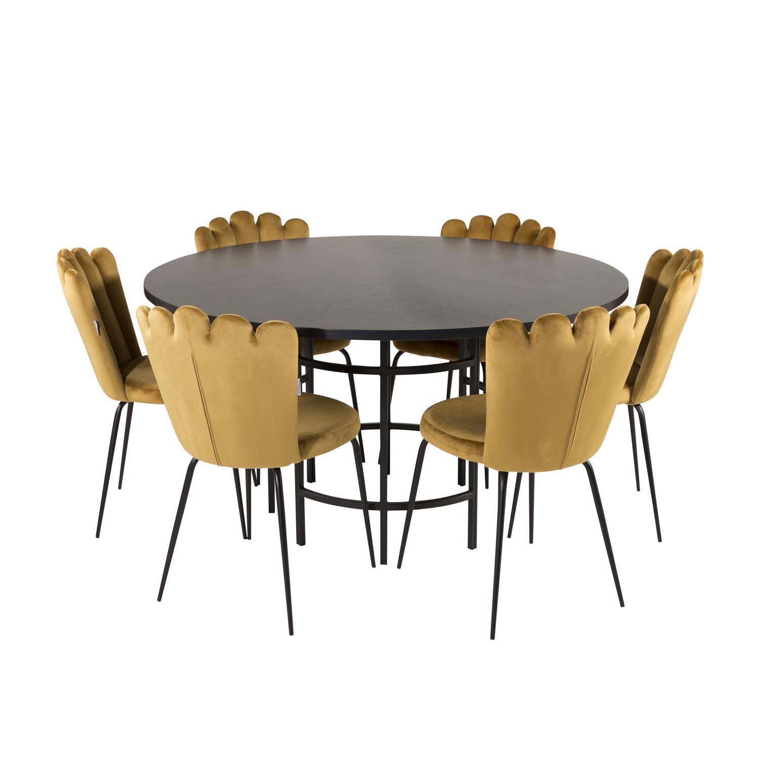 Venture Design Copenhagen Spisebordssæt       Stole Sort Finer Sort Metal Og Gul Fløjl Sort Metal