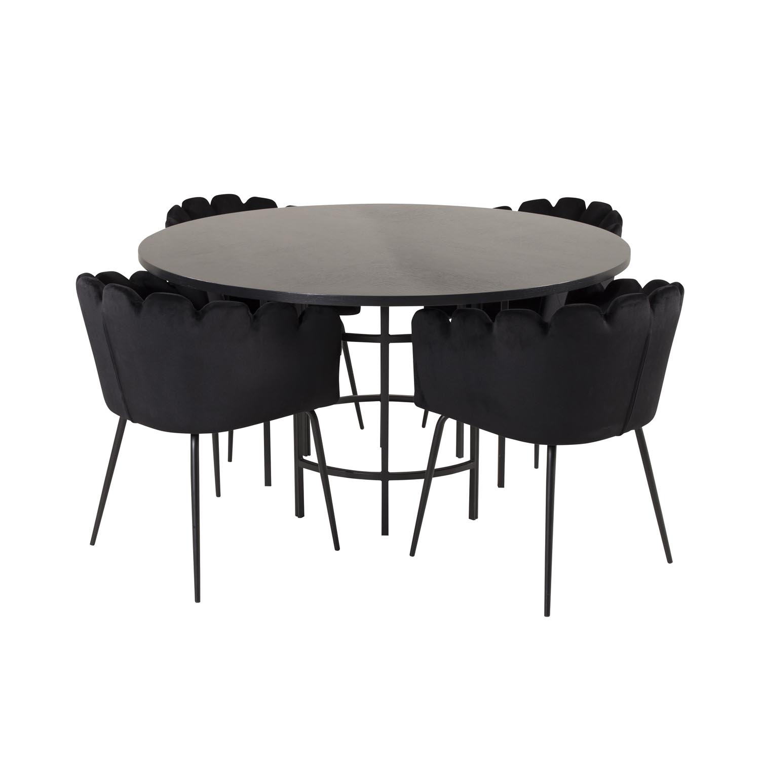Venture Design Copenhagen Spisebordssæt       Stole Sort Finer Sort Metal Og Sort Fløjl Sort Metal