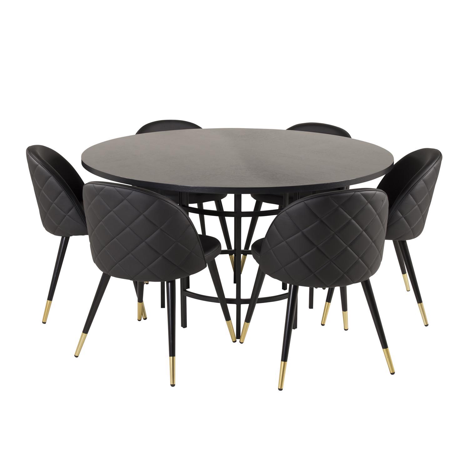 Venture Design Copenhagen Spisebordssæt       Stole Sort Finer Sort Metal Og Sort Pu Sort Metal