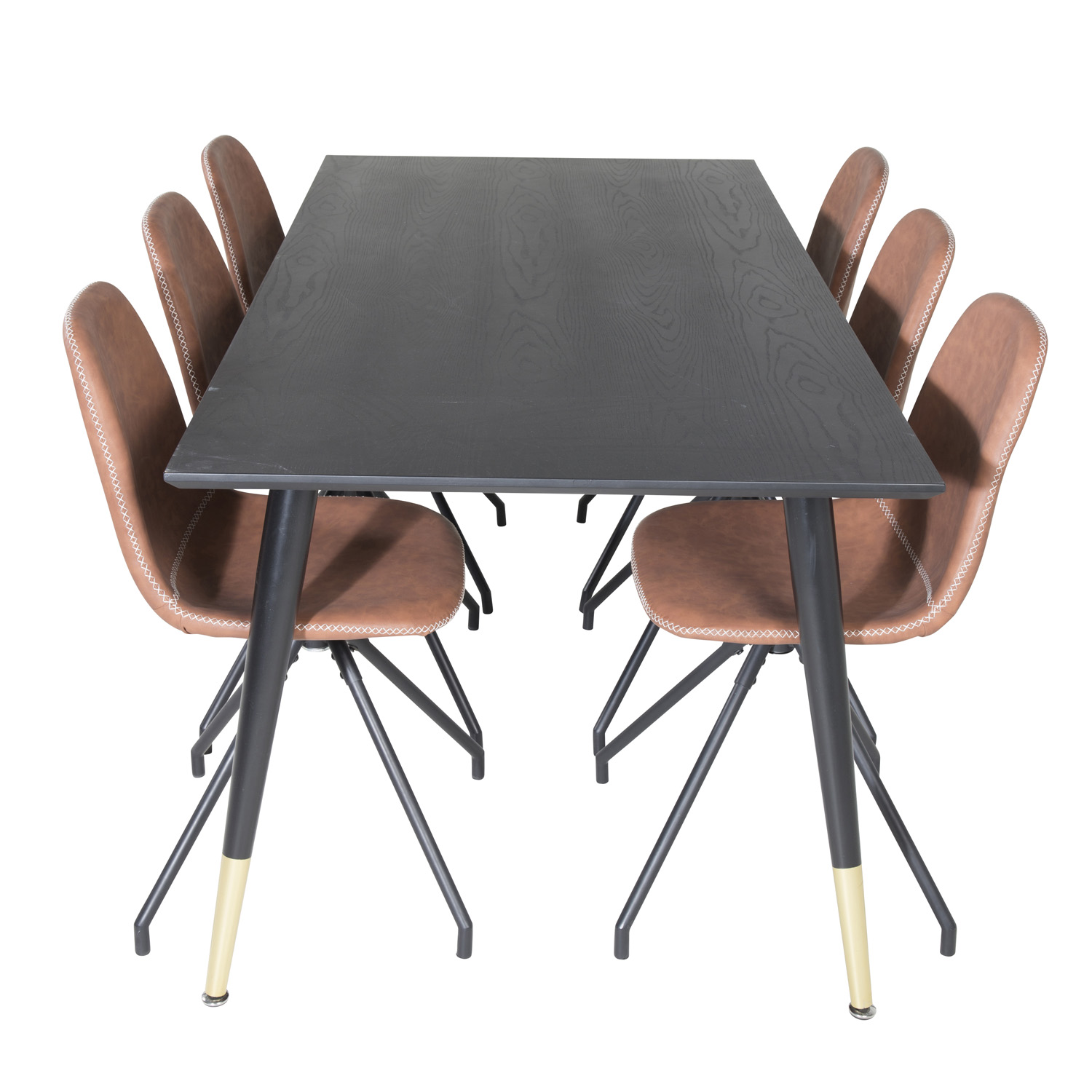 Venture Design Dipp Spisebordssæt       Stole Sort Finer Messing Sort Metal  Brun Pu Sort Metal