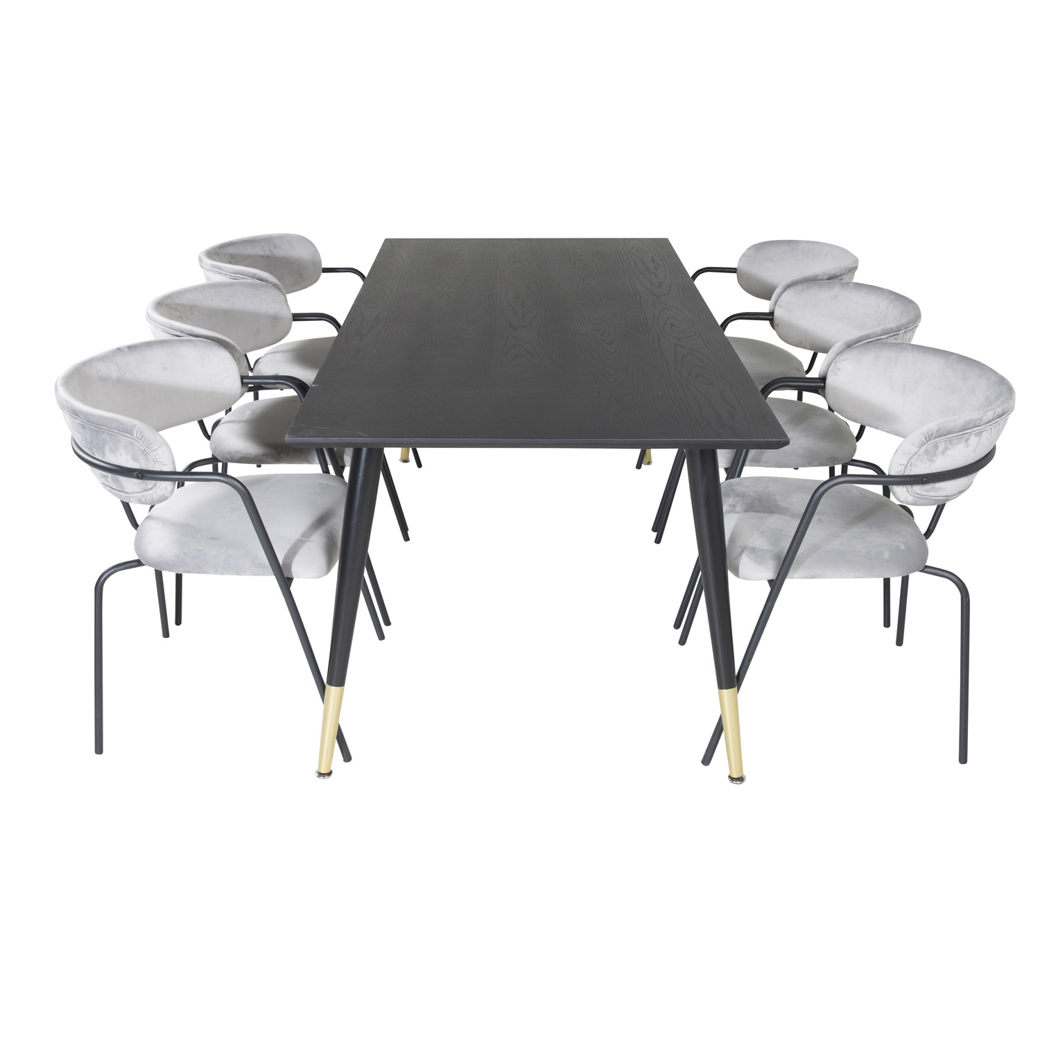 Venture Design Dipp Spisebordssæt       Stole Sort Finer Messing Sort Metal  Grå Fløjl Sort Metal