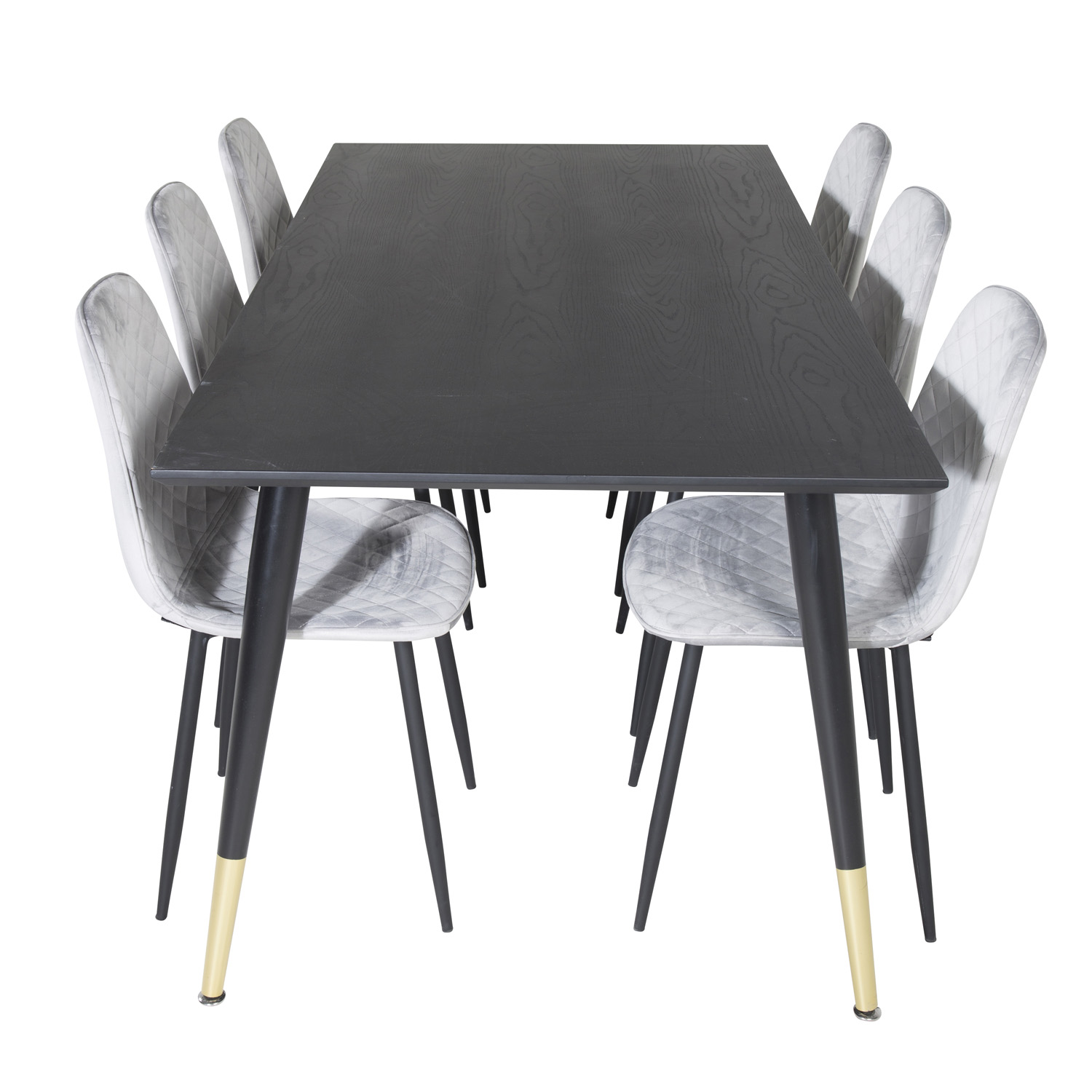 Venture Design Dipp Spisebordssæt       Stole Sort Finer Messing Sort Metal  Grå Fløjl Sort Metal